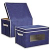 Juvale 3 Pack Collapsible Fabric Storage Bins, Cubes & Organizer with Handles, Shelf Baskets & Boxes for Organization, Navy Blue, 16.25 x 12 in - 4 of 4