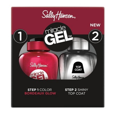Sally Hansen Miracle Gel Nail Polish Duo Pack - 940 Bordeaux Glow & Shiny Top Coat - 1 fl oz