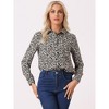 Allegra K Women's Point Collar Long Button Sleeve Button Down Floral Shirt - 2 of 4