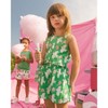 Deux par Deux Girl Printed Romper with Frills Green with White and Pink Bird - 2 of 4