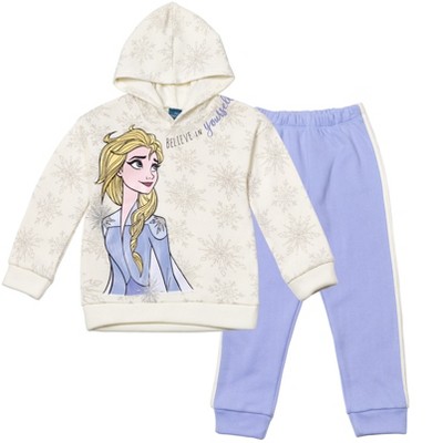 Disney Frozen Elsa Little Girls Fleece Pullover Hoodie and Pants Outfit Set Tusk 6 6X