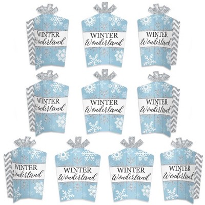 Big Dot of Happiness Winter Wonderland - Table Decorations - Snowflake Holiday Party and Winter Wedding Fold and Flare Centerpieces - 10 Count