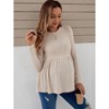 Maternity Fall Tops Peplum Wasit Rib Sweater Crew Neck Pullovers for Pregnancy Women Long Sleeve Soft Knitwear Lightweight Cozy Tops - 3 of 4