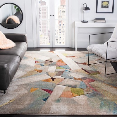 Gray Abstract 8' x 10' Synthetic Easy Care Area Rug