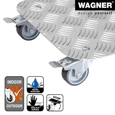 11.4" Silver Diamond-Plated Aluminum Plant Caddy with Locking Casters