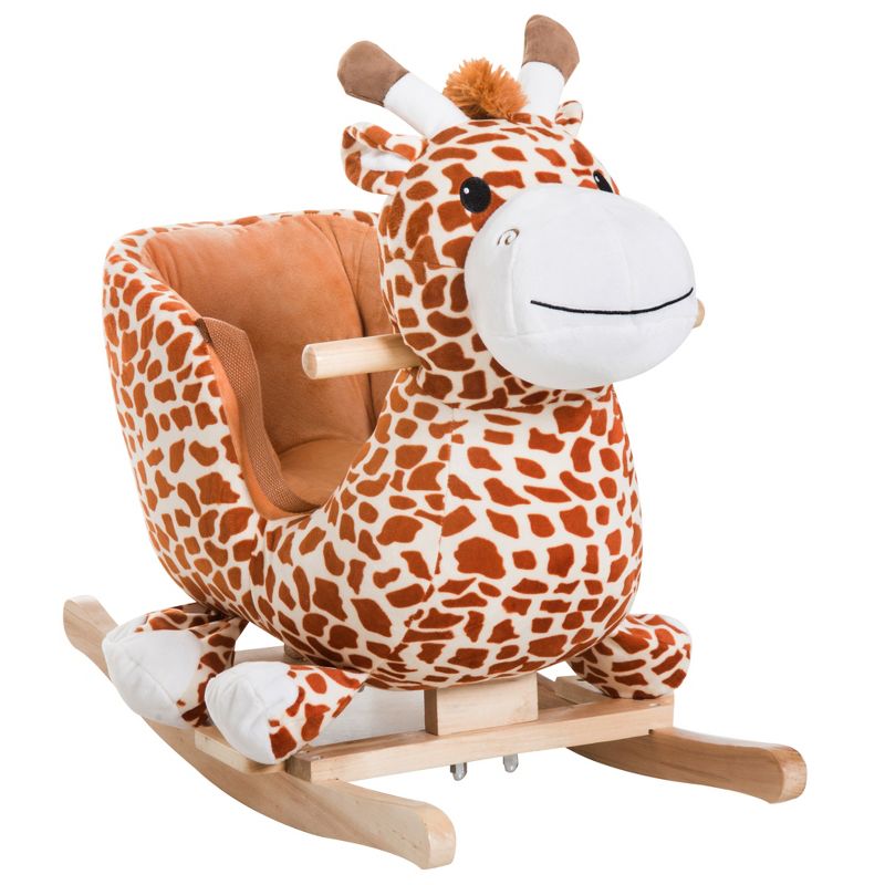 Qaba Kids Plush Rocking Horse Giraffe Style Themed Ride-On Chair Toy With Sound Brown, 5 of 10