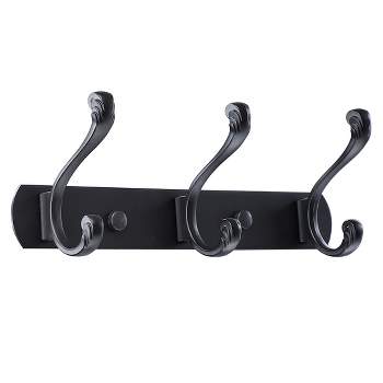 Coat Hooks Wall Mounted Black Forked Hooks Home Kitchen Wall Door Coats  Clothes Towel Hat Row Hooks Robe Hooks Hanger Wall-Mounted Coat Rack (Size  : 4