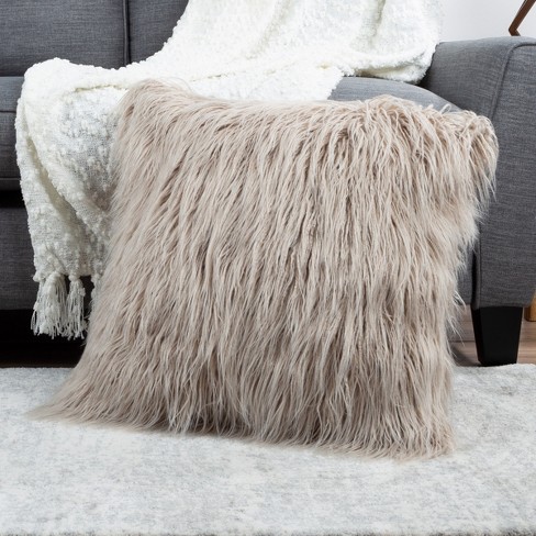 Cheer Collection Decorative Faux Fur Throw Pillow with Inserts – Luxur