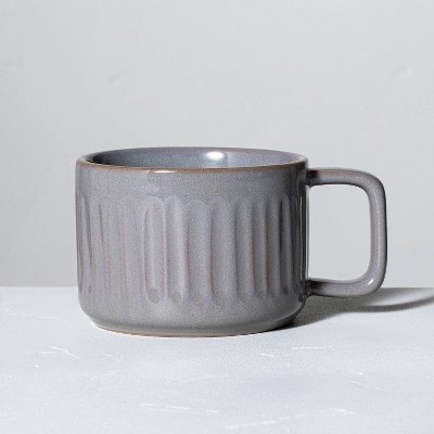 15oz Fluted Stoneware Mug Gray - Hearth & Hand™ with Magnolia