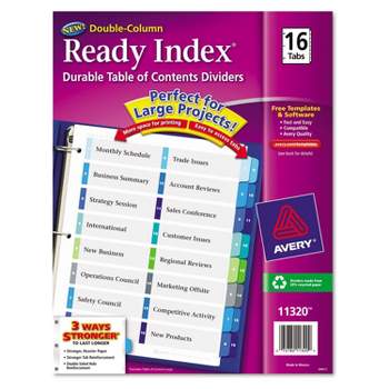 Avery Ready Index Customizable Table of Contents Double Column Dividers 16-Tab Ltr 11320