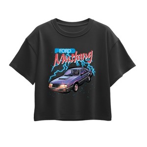 Girls' - Ford - Mustang Lightning Short Sleeve Boxy Graphic T-Shirt - 1 of 2