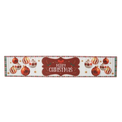 Unique Bargains Christmas Table Runner Polyester Red White 71"x14" 1 Pc
