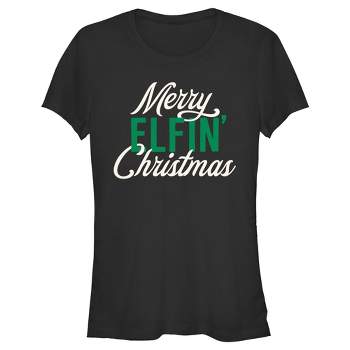 Juniors Womens Lost Gods Merry Elfin' Christmas T-Shirt
