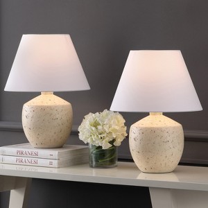 JONATHAN Y Myron Minimalist Scandinavian Concrete Effect Resin/Iron LED Table Lamp (Set of 2) - 1 of 4
