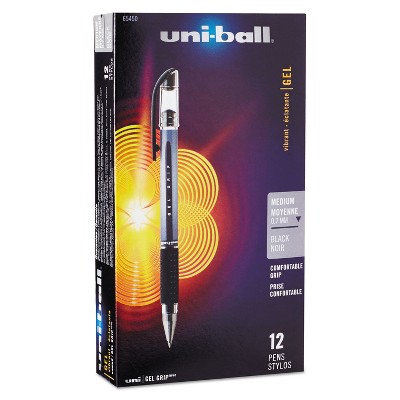 uni-ball Signo GRIP Stick Gel Pen 0.7mm Black Ink Silver/Black Barrel Dozen 65450