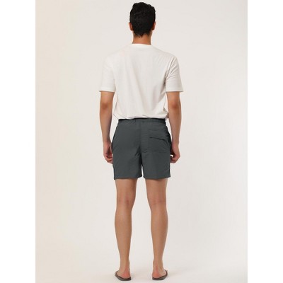 INSPIRE CHIC Men's Summer Beach Solid Color Mesh Lining Drawstring Waist Board Shorts Gray 34 — фото 5