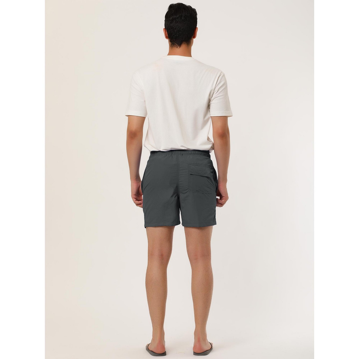 Мужские шорты INSPIRE CHIC Summer Beach Solid Color Mesh Lining Drawstring Waist Board Shorts Gray 34, цвет: Серый — фото 5