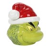 Grinch Character Head With Santa Hat Sculpted Ceramic Cookie Jar - 4 of 4
