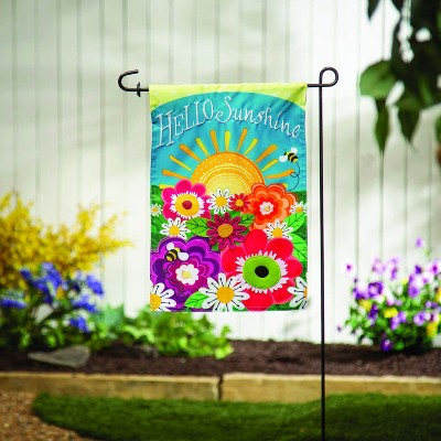 Hello Sunshine Multicolor Applique Garden Flag 12.5 x 18 Inches