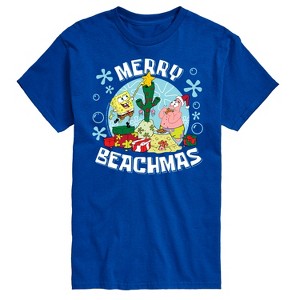 Men's - SpongeBob SquarePants - Merry Beachmas Patrick and Spongebob Short Sleeve Graphic T-Shirt - 1 of 4