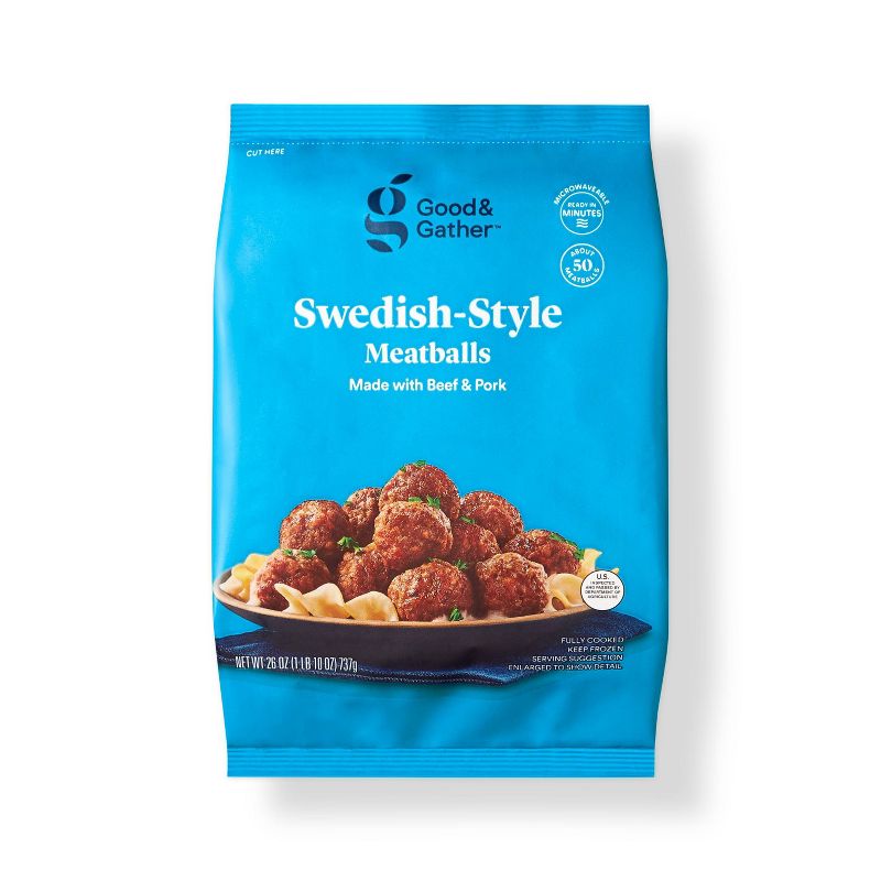 Swedish Style Beef &#38; Pork Meatballs - Frozen - 26oz - Good &#38; Gather&#8482;, 1 of 5
