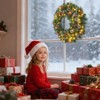 24" Christmas Wreath, Artificial Christmas Decorations with LED Lights, Indoor and Outdoor Holiday Decorative Wreath for Doors, Windows, Walls, Green - 4 of 4