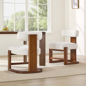 Spruce&Spring Upholstered Boucle Dining Chair with Solid Wood Frame - 1 of 4