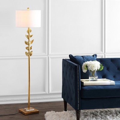 Georgiana Gold Leaf Floor Lamp with White Shade