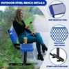 Itopfox Heavy Duty Park Bench with Backrest, Outdoor Metal Steel Mesh Bench for Garden, Lawn, Patio, Porch, Park, Yard in Blue - 4 of 4