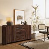 LuxenHome Modern Walnut Finish Sideboard, Engineered Wood Storage Cabinet with Rounded Corners - 2 of 4