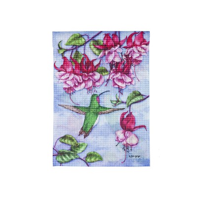 Fuschia Hummingbird Garden Waffle Flag