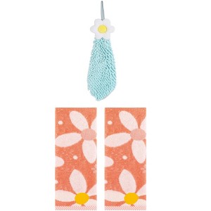 REGALWOVEN 3 Pcs Soft Absorbent Floral Pattern Bathroom Hand Towels - 1 of 4