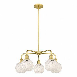White Mouchette - 5 Light Stem Hung Chandelier In Modern Style-13.5 Inches Tall and 24 Inches Wide - 1 of 1