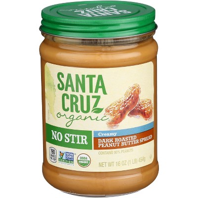 Santa Cruz Organic No Stir Dark Roasted Creamy Peanut Butter - Case Of ...