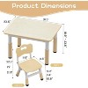 Baby Table and 2 Chairs, 60x60 cm Particleboard Tabletop, with Anti-slip Pads and Safety Edge Armrests, Suitable for 2-8 Years Old, Wood Color - 4 of 4
