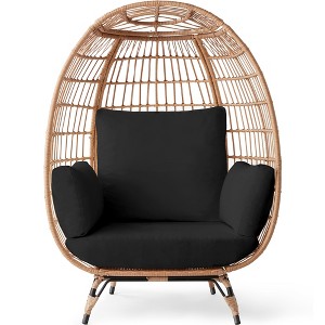 Best Choice Products Wicker Egg Chair Oversized Indoor Outdoor Patio Lounger w/ Steel Frame, 440lb Capacity - 1 of 4