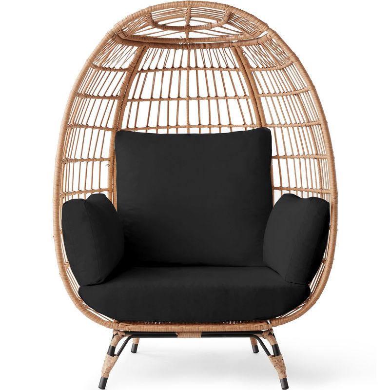 Best Choice Products Wicker Egg Chair Oversized Indoor Outdoor Patio Lounger w/ Steel Frame, 440lb Capacity, 1 of 15