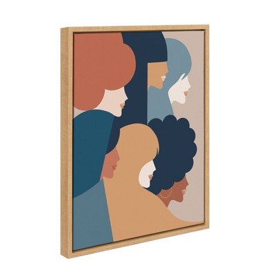 Earthy Feminist Canvas Art Print with Natural Frame