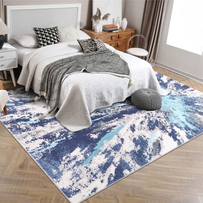 Large Abstract Machine Washable Rug with Rubber Backing for Living Room Modern Non-Slip Area Rug Easy-Cleaning Floor Carpet for Bedroom Dining Room