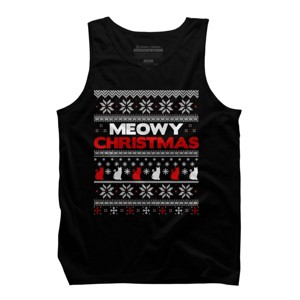 Men's Design By Humans Meowy Christmas Funny Xmas Gift Shirt By thebluebabi Tank Top - 1 of 4