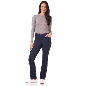 Rekucci Women’s 5 Pocket Straight Leg Pants with Stretch Waistband – Slim Fit Business Casual Trousers - 1 of 4
