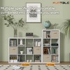 Sandinrayli Bookshelf with Storage Bins, 12-Cube Storage Organizer, Modern White Bookcase for Bedroom, White - 4 of 4
