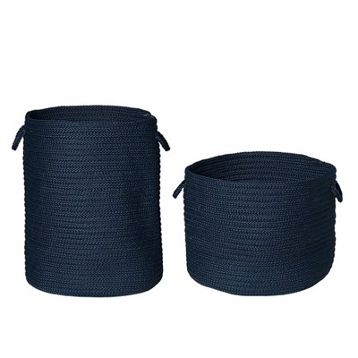Colonial Mills Clean & Dirty Woven Hamper Set-2 - Navy 17"x17"x22" 19"x19"x15"