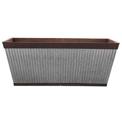 Rustic Galvanized Resin Rail Planter for Outdoor Spaces