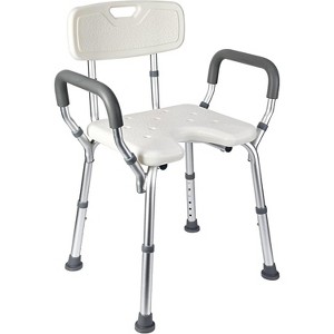 U-Shaped Shower Seat with Adjustable Height,Padded Armrests and Backrest,350 Lb Capacity,Slip-Resistant Bathtub Shower Chair for Seniors and Disabled - 1 of 4