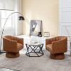 SEYNAR Mid-Century Swivel PU Leather Tufted Round Accent Barrel Chair set of 2 - 3 of 4