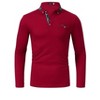 Mens Long Sleeve Polo Shirts Slim Fit Casual Plaid Collar Golf Shirt with Pocket Heather - 2 of 4