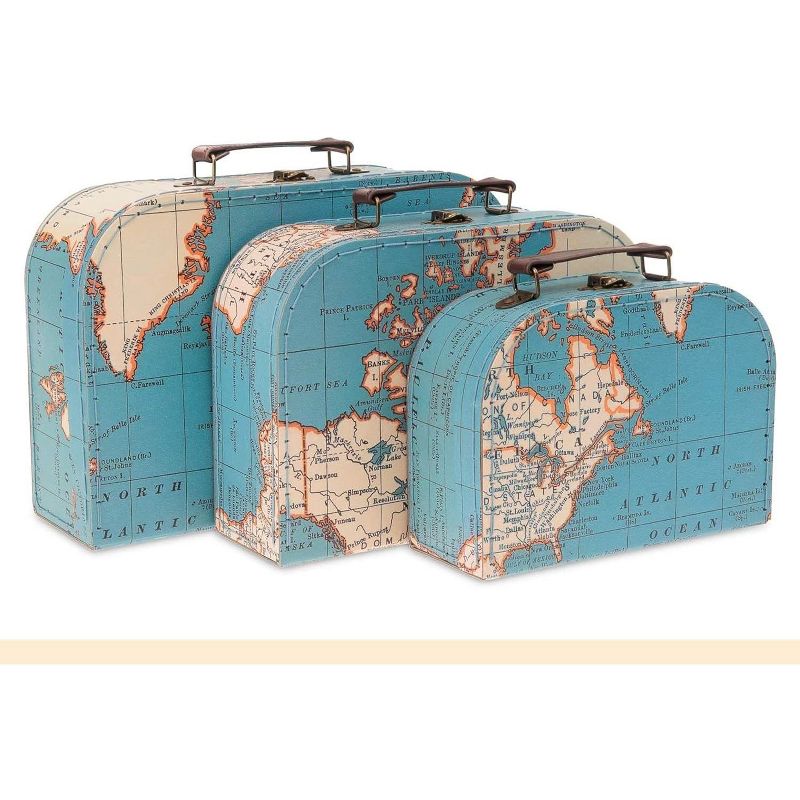 Jewelkeeper Paperboard Suitcases, Set of 3 - Atlas Blue, 2 of 4
