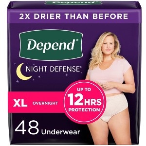 Depend Night Defense Adult Incontinence Underwear for Women - Overnight Absorbency - Blush - 1 of 4