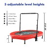KRISRATE 56" Double Trampoline, Mini Fitness Rebounder with 5-Level Adjustable Handle, Parent-Child Trampoline, Max Load 220lbs, for Indoor/Outdoor - 2 of 4